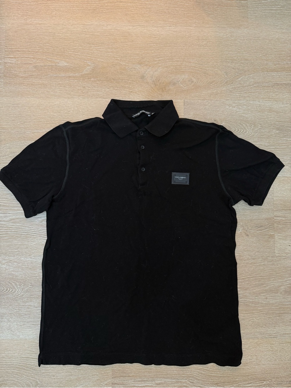 Dolce & Gabbana Black Polo Tshirt Classic Black Patch Logo Men’s Size 52 Medium